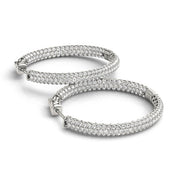 .6 INCH 3 ROW PAVE ROUND HOOP Complete per pair.