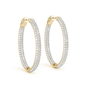 1.5 INCH 3 ROW PAVE OVAL HOOP Complete per 1/2 pair.