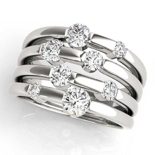 1/4ct Diamond Ring Open Fashion Right Hand Split Band White Gold